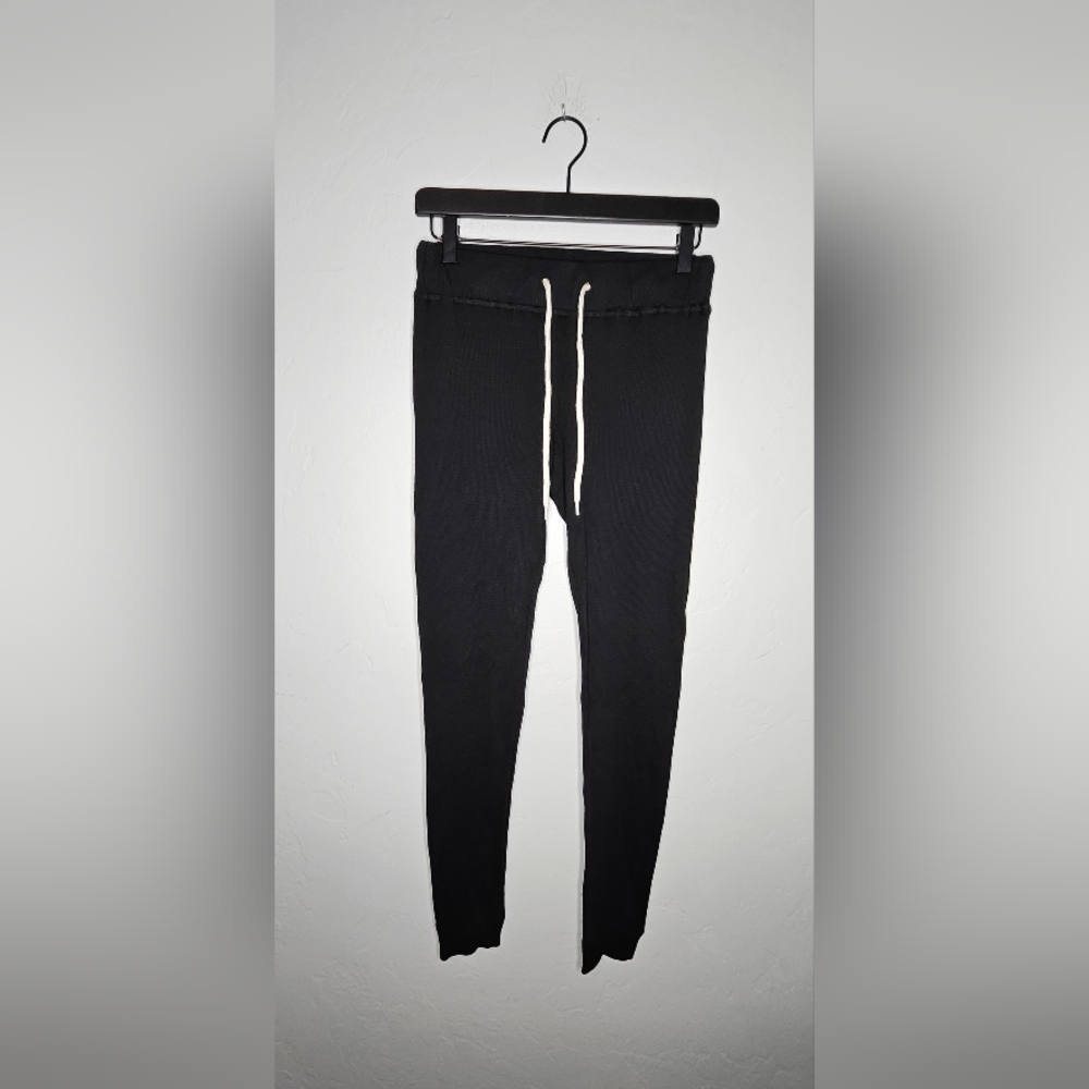 Monrow Black Ribbed Drawstring Joggers